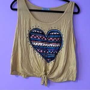Workshop Aztec Heart Tie Crop Top
